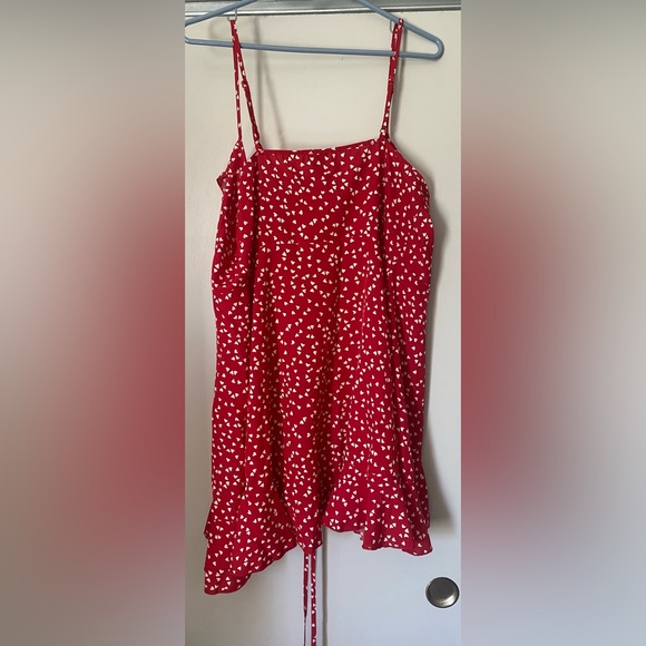 SHEIN VCAY Allover Heart Print Ruffle Detail Wrap Cami Dress - Picture 9 of 10